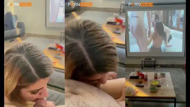 فیلم واقعی ساک زدن دختر ایرانی به همراه تماشای فیلم پورن